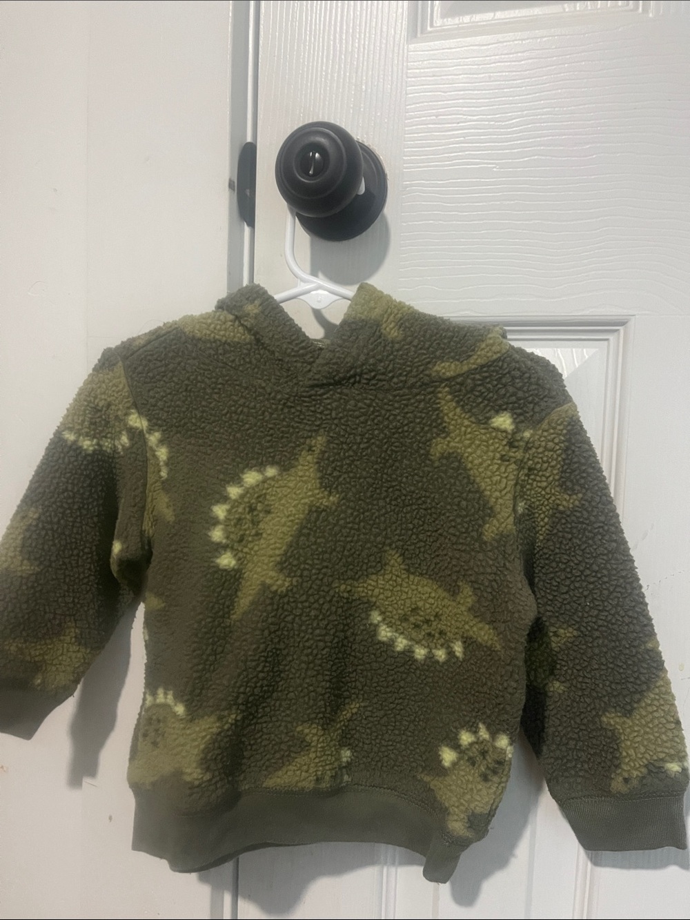 Carter's Olive & Light Green Dino Sherpa Hoodie